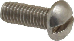 Value Collection - #10-32 UNF, 1/2" Length Under Head Slotted Drive Machine Screw - Round Head, Grade 18-8 Stainless Steel, Uncoated, Without Washer - Americas Industrial Supply