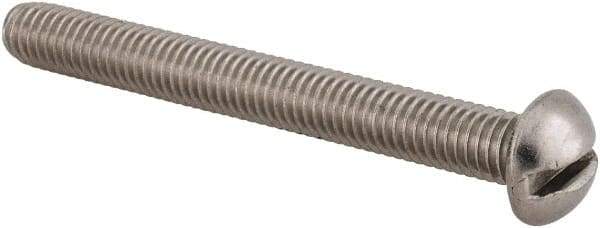 Value Collection - #10-32 UNF, 1-3/4" Length Under Head Slotted Drive Machine Screw - Round Head, Grade 18-8 Stainless Steel, Uncoated, Without Washer - Americas Industrial Supply