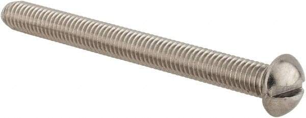 Value Collection - #10-32 UNF, 2" Length Under Head Slotted Drive Machine Screw - Round Head, Grade 18-8 Stainless Steel, Uncoated, Without Washer - Americas Industrial Supply