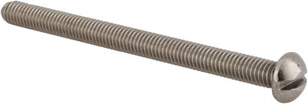 Value Collection - #10-32 UNF, 2-1/2" Length Under Head Slotted Drive Machine Screw - Round Head, Grade 18-8 Stainless Steel, Uncoated, Without Washer - Americas Industrial Supply
