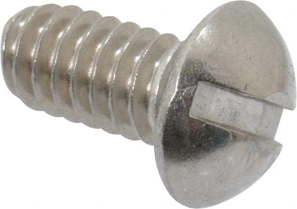 Value Collection - 1/4-20 UNC, 1/2" Length Under Head Slotted Drive Machine Screw - Round Head, Grade 18-8 Stainless Steel, Uncoated, Without Washer - Americas Industrial Supply