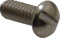Value Collection - 1/4-20 UNC, 5/8" Length Under Head Slotted Drive Machine Screw - Round Head, Grade 18-8 Stainless Steel, Uncoated, Without Washer - Americas Industrial Supply