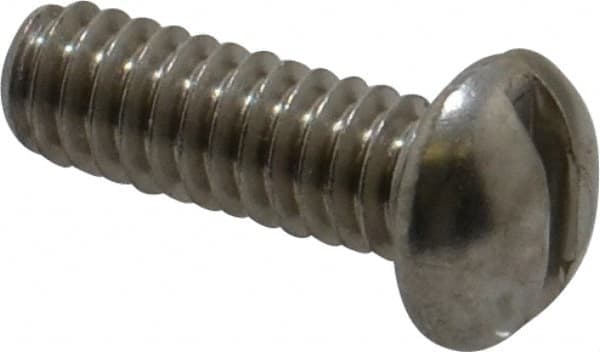 Value Collection - 1/4-20 UNC, 3/4" Length Under Head Slotted Drive Machine Screw - Round Head, Grade 18-8 Stainless Steel, Without Washer - Americas Industrial Supply