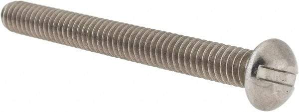 Value Collection - 1/4-20 UNC, 2-1/2" Length Under Head Slotted Drive Machine Screw - Round Head, Grade 18-8 Stainless Steel, Uncoated, Without Washer - Americas Industrial Supply