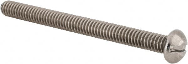 Value Collection - 1/4-20 UNC, 3" Length Under Head Slotted Drive Machine Screw - Round Head, Grade 18-8 Stainless Steel, Uncoated, Without Washer - Americas Industrial Supply