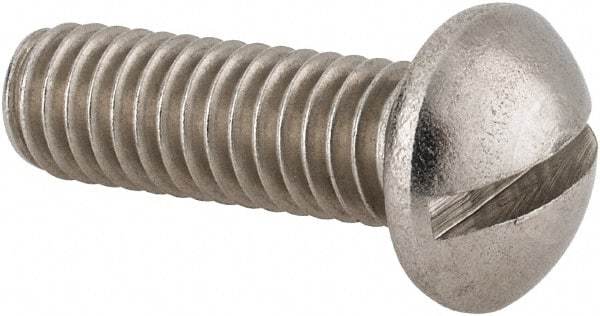 Value Collection - 5/16-18 UNC, 1" Length Under Head Slotted Drive Machine Screw - Round Head, Grade 18-8 Stainless Steel, Uncoated, Without Washer - Americas Industrial Supply