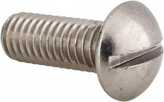 Value Collection - 3/8-16 UNC, 1" Length Under Head Slotted Drive Machine Screw - Round Head, Grade 18-8 Stainless Steel, Uncoated, Without Washer - Americas Industrial Supply