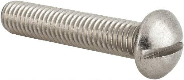 Value Collection - 3/8-16 UNC, 2" Length Under Head Slotted Drive Machine Screw - Round Head, Grade 18-8 Stainless Steel, Uncoated, Without Washer - Americas Industrial Supply