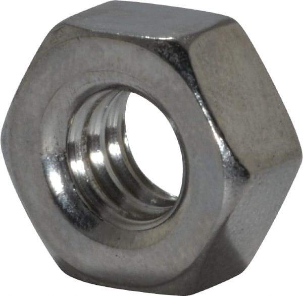 Value Collection - 1/4-20 UNC Stainless Steel Right Hand Hex Nut - 7/16" Across Flats, 7/32" High, Uncoated - Americas Industrial Supply