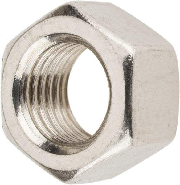 Value Collection - 3/8-24 UNF Stainless Steel Right Hand Hex Nut - 9/16" Across Flats, 21/64" High, Uncoated - Americas Industrial Supply