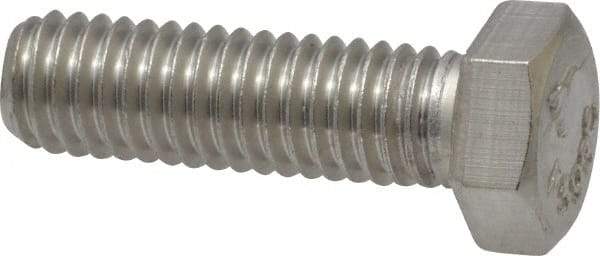 Value Collection - 3/8-16 UNC, 1-1/4" Length Under Head Hex Head Cap Screw - Grade 18-8 Stainless Steel, 9/16" Hex - Americas Industrial Supply