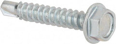 Value Collection - #8, Hex Washer Head, Hex Drive, 1" Length Under Head, #2 Point, Self Drilling Screw - Steel, Zinc-Plated Finish - Americas Industrial Supply