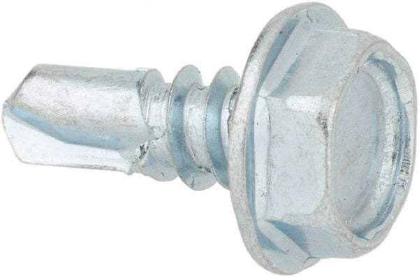 Value Collection - #10, Hex Washer Head, Hex Drive, 1/2" Length Under Head, #2 Point, Self Drilling Screw - Steel, Zinc-Plated Finish - Americas Industrial Supply