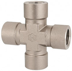 Ham-Let - 1/2" Grade 316 Stainless Steel Pipe Cross - FNPT End Connections, 4,600 psi - Americas Industrial Supply