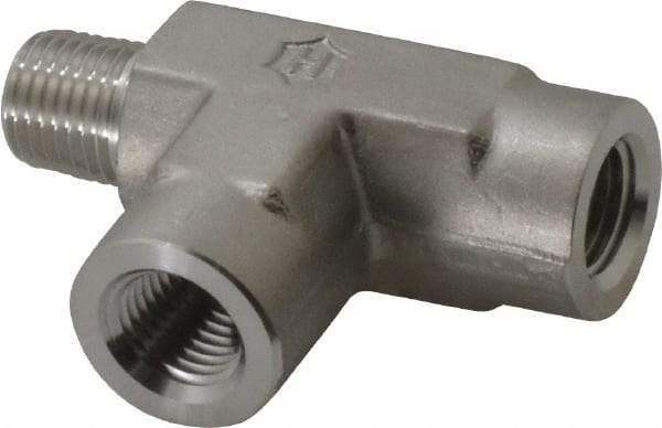 Ham-Let - 1/4" Grade 316 Stainless Steel Pipe Street Tee - MNPT x FNPT x FNPT End Connections, 6,200 psi - Americas Industrial Supply