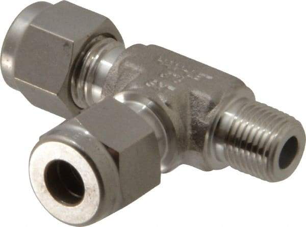 Ham-Let - 1/4" OD, Grade 316Stainless Steel Male Run Tee - Comp x MNPT x Comp Ends - Americas Industrial Supply