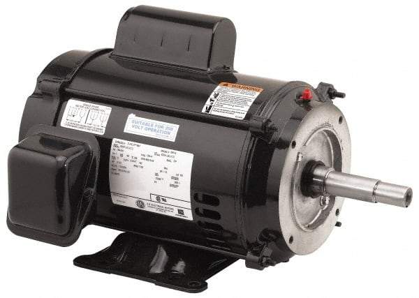 US Motors - 3 hp, ODP Enclosure, No Thermal Protection, 3,450 RPM, 208-230 Volt, 60 Hz, Industrial Electric AC/DC Motor - Size 182 Frame, C-Face/Base Mount, 1 Speed, Ball Bearings, 14.0-13.2 Full Load Amps, B Class Insulation, Reversible - Americas Industrial Supply