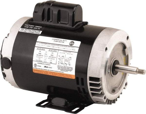 US Motors - 2 hp, ODP Enclosure, Auto Thermal Protection, 3,450 RPM, 115/208-230 Volt, 60 Hz, Industrial Electric AC/DC Motor - Size 56C Frame, C-Face Mount, 1 Speed, Ball Bearings, 19.6/10.7-9.8 Full Load Amps, B Class Insulation, CCW Drive End - Americas Industrial Supply