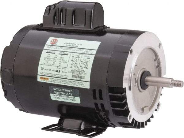 US Motors - 3/4 hp, ODP Enclosure, Auto Thermal Protection, 3,450 RPM, 115/208-230 Volt, 60 Hz, Industrial Electric AC/DC Motor - Size 56J Frame, J-Face/Rem Base Mount, 1 Speed, Ball Bearings, 11.0/5.4-5.5 Full Load Amps, B Class Insulation, CCW Drive End - Americas Industrial Supply