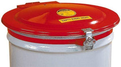 Justrite - 55 Gal, Steel Drum Cover - Hinged Manual-Closing Drum Cover - Americas Industrial Supply
