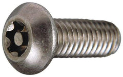 Value Collection - #6-32 UNC Pin In Torx Drive, Button Screw - Grade 18-8 Stainless Steel, Uncoated, 1" Length Under Head - Americas Industrial Supply