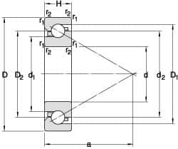 Angular Contact Ball Bearing: 60 mm Bore Dia, 110 mm OD, 22 mm OAW, Without Flange 25 ° Contact Angle, 18,202 lb Static Load, 23,189 lb Dynamic Load