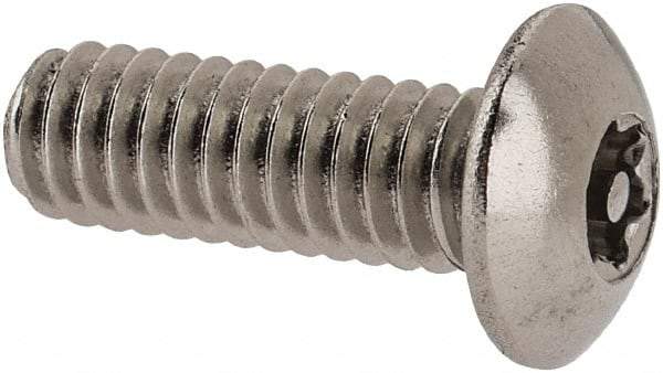 Value Collection - #8-32 UNC Pin In Torx Drive, Button Screw - Grade 18-8 Stainless Steel, Uncoated, 1/2" Length Under Head - Americas Industrial Supply