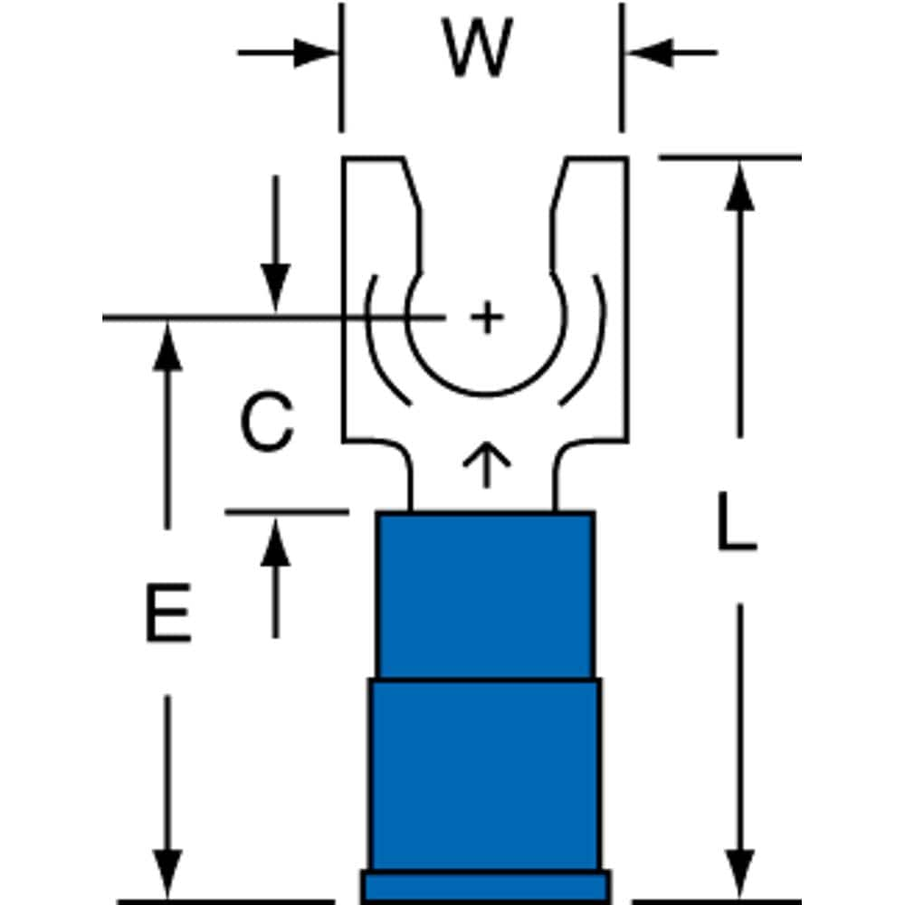 3M - #10 Stud, 16 to 14 AWG Compatible, Partially Insulated, Crimp Connection, Locking Fork Terminal - Americas Industrial Supply