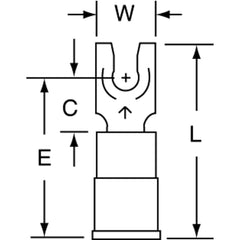 3M - #6 Stud, 16 to 14 AWG Compatible, Partially Insulated, Crimp Connection, Locking Fork Terminal - Americas Industrial Supply