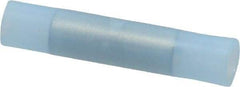 3M - 16 to 14 AWG Compatible, Nylon Fully Insulated, Crimp-On Butt Splice Terminal - 2 Wire Entries, 1.08" OAL, Blue - Americas Industrial Supply