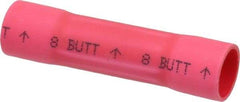 3M - 8 AWG Compatible, Vinyl Fully Insulated, Crimp-On Butt Splice Terminal - 2 Wire Entries, Copper Contacts, Zinc Contact Plating, 1.08" OAL, Red - Americas Industrial Supply