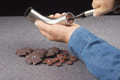 Made in USA - 60 Grit, Medium Grade, Aluminum Oxide Cross Pad - 4" Long x 2" Wide x 2" Thick, Cloth Backed, X Backing Weight, 8 Ply, 12,000 Max RPM - Americas Industrial Supply