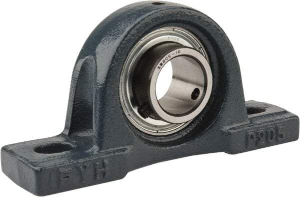 Value Collection - 5-1/2" OALBall Bearing Pillow Block - Cast Iron - Americas Industrial Supply