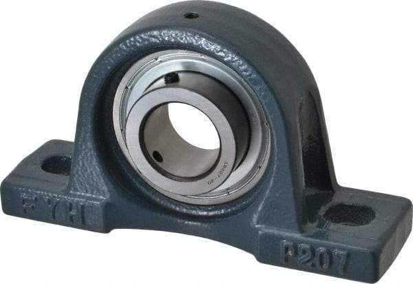 Value Collection - 6-3/4" OALBall Bearing Pillow Block - Cast Iron - Americas Industrial Supply