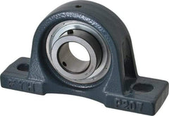 Value Collection - 6-3/4" OALBall Bearing Pillow Block - Cast Iron - Americas Industrial Supply