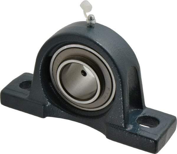 Value Collection - 6-3/4" OALBall Bearing Pillow Block - Cast Iron - Americas Industrial Supply