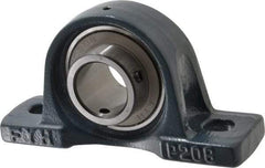 Value Collection - 7-1/8" OALBall Bearing Pillow Block - Cast Iron - Americas Industrial Supply