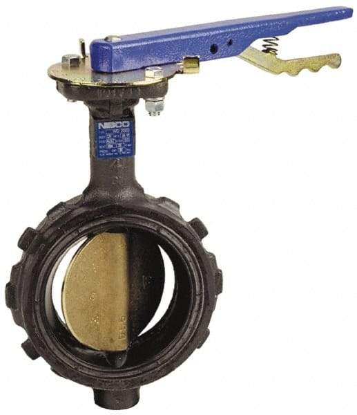 NIBCO - 2-1/2" Pipe, Wafer Butterfly Valve - Lever Handle, Ductile Iron Body, EPDM Seat, 200 WOG, Aluminum Bronze Disc, Stainless Steel Stem - Americas Industrial Supply
