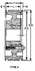 Browning - 1/2 to 2 Bore Diam, 5-3/4" Outside Diam, QD Bushed V Belt Sheave - 5.0 A Diam Belt Pitch - Americas Industrial Supply