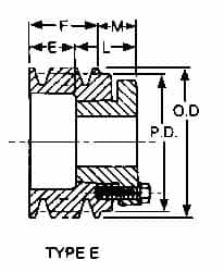 Browning - 1/2 to 1-5/8 Bore Diam, 3-3/4" Outside Diam, QD Bushed V Belt Sheave - 3.0 A Diam Belt Pitch - Americas Industrial Supply