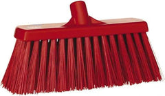 Vikan - 12" Heavy Duty Synthetic Push Broom - 2" Bristle Length, Plastic Block, European Threaded Handle Connection - Americas Industrial Supply
