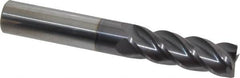 Accupro - 1/2", 1-1/2" LOC, 1/2" Shank Diam, 3-1/2" OAL, 4 Flute, Solid Carbide Square End Mill - Single End, AlTiN Finish, Spiral Flute, 40° Helix, Centercutting, Right Hand Cut, Right Hand Flute - Americas Industrial Supply
