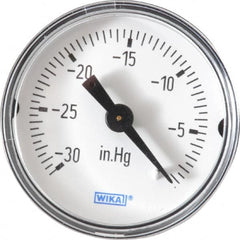 Wika - 1-1/2" Dial, 1/8 Thread, 30-0 Scale Range, Pressure Gauge - Center Back Connection Mount, Accurate to 3-2-3% of Scale - Americas Industrial Supply