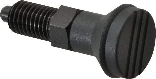 Gibraltar - 5/8-11, 23mm Thread Length, 8mm Plunger Diam, Knob Handle Indexing Plunger - Plunger Style A, 26mm Body Length, 74mm OAL, Steel - Americas Industrial Supply