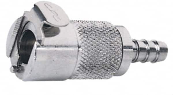 CPC Colder Products - 5/16" Inside Tube Diam, Brass, Quick Disconnect, Hose Barb Inline Coupling Body - 250 Max psi, -40 to 180°F, 1.87" OAL x 0.75" Overall Height, Chrome Plated - Americas Industrial Supply