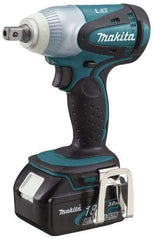 Makita - 1/2" Drive 18 Volt Pistol Grip Cordless Impact Wrench & Ratchet - 2,100 RPM, 170 Ft/Lb Torque, 2 Lithium-Ion Batteries Included - Americas Industrial Supply