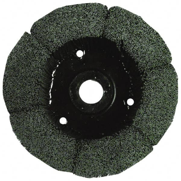 Osborn - 9" 120 Grit Silicon Carbide Crimped Disc Brush - Fine Grade, Plain Hole Connector, 1-1/2" Trim Length, 3/4" Shank Diam, 7/8" Arbor Hole - Americas Industrial Supply