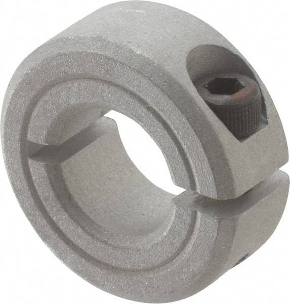 Made in USA - 7/16" Bore, Aluminum, One Piece Clamp Collar - 15/16" Outside Diam, 3/8" Wide - Americas Industrial Supply