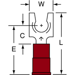 3M - #10 Stud, 22 to 18 AWG Compatible, Partially Insulated, Crimp Connection, Locking Fork Terminal - Americas Industrial Supply