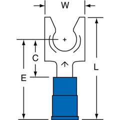 3M - 1/4" Stud, 16 to 14 AWG Compatible, Partially Insulated, Crimp Connection, Locking Fork Terminal - Americas Industrial Supply